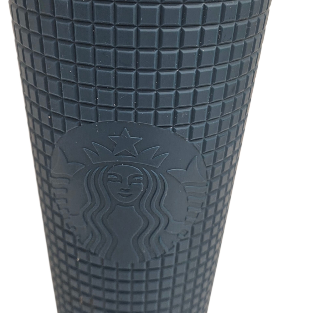 2022 Starbucks Winter Navy Blue Teal Soft Touch Grid Tumbler Venti 24 oz - Picture 2 of 16